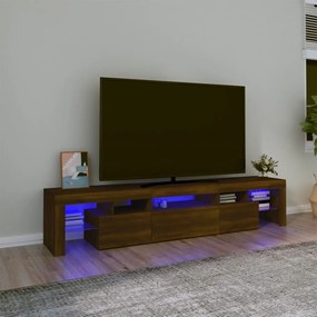 Mobile porta tv con luci led rovere marrone 200x36,5x40 cm