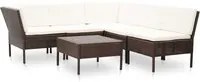 Set Divani da Giardino 6 pz con Cuscini in Polyrattan Marrone 48947