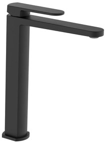 Rubinetto per lavabo getto laminare cristallino Zefir nero verniciato a polvere opaco AQUASANIT