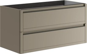 Mobile da bagno sospeso sotto lavabo L 99.5 x H 50 x P 45.5 cm marrone opaco, 2 cassetti Tratto
