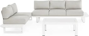 Salotto Angolare Da Esterno In Alluminio Con Cuscini E Tavolino Konnor Bianco Bizzotto