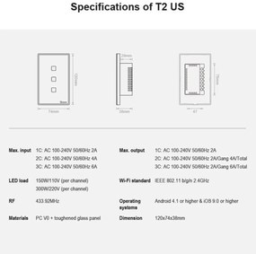 Interruttore Smart WiFi 3 tasti scatola 503 SONOFF TX Serie Colore Bianco