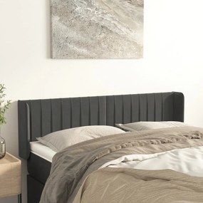 Testiera Ad Orecchio Grigio Scuro 147x16x78/88 Cm İn Velluto /