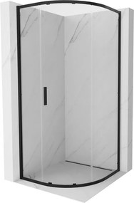Mexen Exo cabina doccia semicircolare scorrevole 90 x 90 cm, trasparente, nera - 8131-090-090-70-00