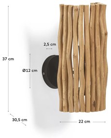 Kave Home - Applique Crescencia in legno effetto invecchiato