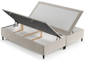 Letto matrimoniale imbottito crema con contenitore 180x200 cm Tate - Maison de Rêve