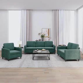 Set Di Divani 3 Pz Verde Scuro İn Velluto /
