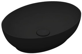 Lavabo da appoggio OLYMPIA CERAMICA ovale in ceramica L 50 x H 14 x P 20 cm nero lucido piletta non inclusa