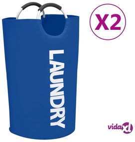 vidaXL Portabiancheria 2 pz Blu