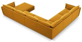 Divano angolare color senape (con penisola a sinistra/a U) con rivestimento in velluto Vanda – Mazzini Sofas