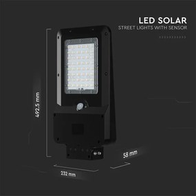 Lampione solare da strada con sensore LED/20W/7,4V IP65 5400 mAh
