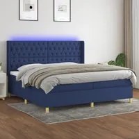 Letto a Molle Materasso e LED Blu 200x200cm in Tessuto 3139147