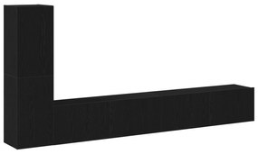 Set di mobili per tv a parete in 3 pezzi  in legno ingegnerizzato nero