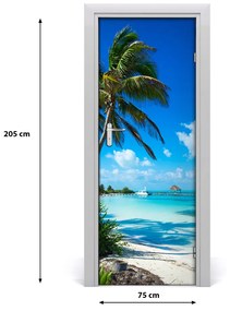 Adesivo per porta interna Spiaggia tropicale 75x205 cm