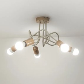 Lampadario a plafone OXFORD 5xE27/15W/230V pino/crema