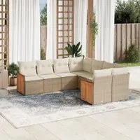 Set Divano da Giardino 8 pz con Cuscini Beige in Polyrattancod mxl 113623