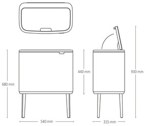 Cestino per la spazzatura in acciaio in nero opaco per raccolta differenziata/touch 33 l Bo Touch Bin – Brabantia