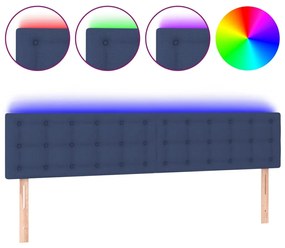 Testiera a led blu 180x5x78/88 cm in tessuto