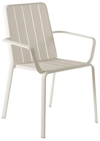 Sedia da giardino con braccioli Idaho NATERIAL, struttura in alluminio beige, seduta in alluminio verde