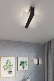 Plafoniera da Soffitto Legno Wenge e Vetro 2xE27 FENIKS 2 da Interno