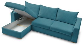 Divano angolare blu allungabile (con composizione variabile) con rivestimento in velluto a coste Augustin – Bobochic Paris