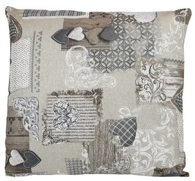 Federa cuscino patchwork cuori taupe