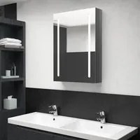 Armadietto Bagno con Specchio e LED Grigio Lucido 50x13x70 cm 326498