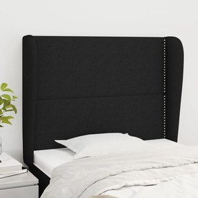 Testiera Ad Orecchio Nera 93x23x118/128 Cm İn Tessuto /