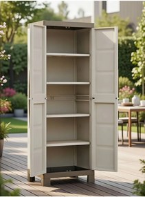 Armadio da Esterno 4 Ripiani 65x45x182H cm in Plastica Keter Excellence Alto Beige/Tortora...