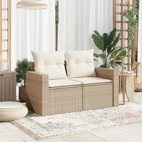 Divano da giardino con cuscini a 2 posti beige in polyrattan