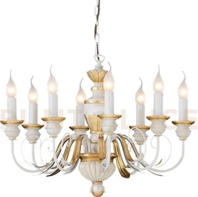 Firenze lampadario a sospensione 8 luci attacco e14 bianco e foglia...