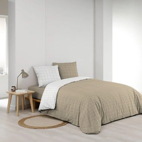 Set copripiumino e federa bianco/beige in cotone per letto matrimoniale 200x200 cm Cadria – douceur d'intérieur