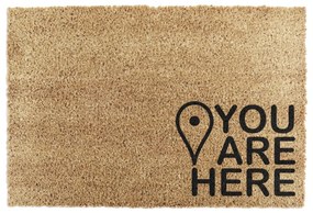 Tappeto in cocco naturale nero You Are, 40 x 60 cm You Are Here - Artsy Doormats