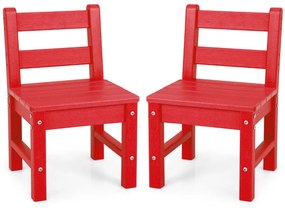 Costway 2 sedie per bambini con schienale per impieghi gravosi, Sedie all'aperto resistente alle intemperie Rosso