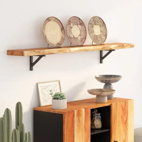 Mensola Muro 140x20x3,8cm Rettangolare Legno Acacia Bordi Vivi /