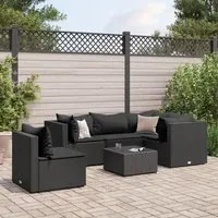 Set Mobili da Giardino 6 pz con Cuscini in Polyrattan Nero 3308163