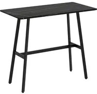 Tavolo Bar Rettangolare Alto 118x58x98 cm in MDF e Metallo Nero