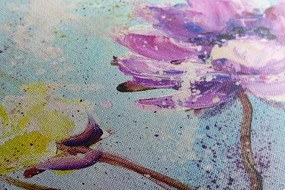 Quadro su tela – Dipinto di fiori gialli e viola