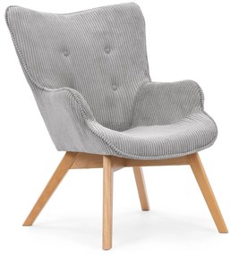 Poltrona grigia con rivestimento in velluto a coste Niko – Ropez