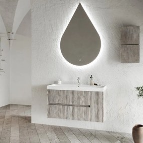 Pensile bagno Portofino grigio antico in vetro, 1 anta apertura da sinistra P 15 x L 30 x H 30 cm