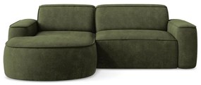 Divano angolare verde (con penisola a sinistra/con chaise lounge) con rivestimento in ciniglia Omao – Makamii