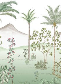 Isidore Leroy Carta da parati panoramica Jardin des Oiseaux Jade - Panel B