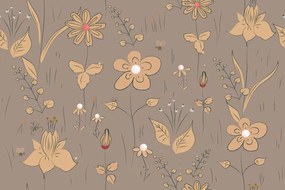 Carta da parati – Fiori di campo in versione marrone
