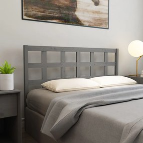 Testiera Letto Grigia 156x4x100 Cm İn Legno Massello Di Pino /