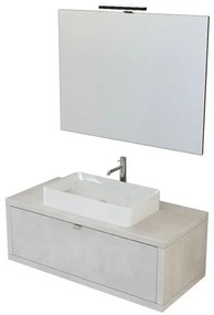 Mobile bagno sospeso 110 cm Master grigio nuvola con lavabo e specchio