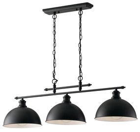 Lampadario Sospensione Charleston Industrial Vintage Colore Nero 40W Mis.99 x 29 x 26 x 120H cm