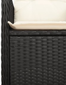 Set bistrò da giardino 9 pz con cuscini in polyrattan nero