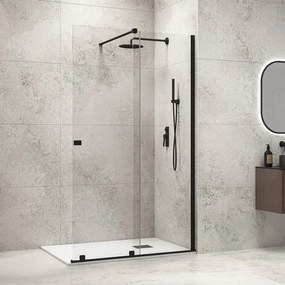 Kamalu - Box doccia walk in scorrevole 120 cm finitura nera | KNM4000W-N