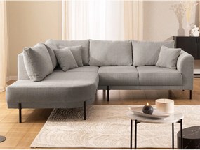 Divano angolare grigio tortora (con penisola a sinistra/a L) con rivestimento in ciniglia Mauris – Ropez