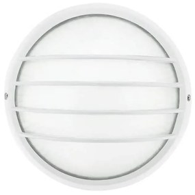 Plafoniera E27 IP54, Bianca, Ø258mm con Griglia protettiva Base E27